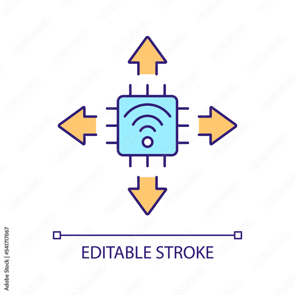 Poster wireless internet connection rgb color icon. telecommunication network. bandwidth signal. internet o