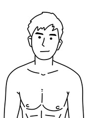 black and white of cute man cartoon for coloring