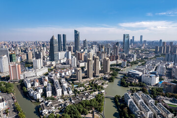 Fototapeta premium Aerial photography of modern architectural landscape of Wuxi city
