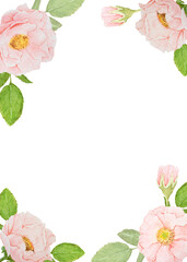 pink watercolor roses wedding invitation card template layout 5x7