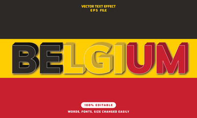 Belgium words editable 3d text effects template stylish font vector illustration
