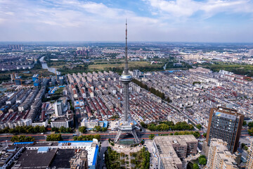 Aerial photography China Taizhou city buildings skyline