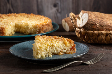 Delicious cassava cake on the table.