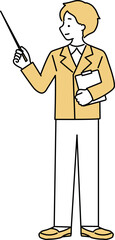 説明するスーツの男性イラスト