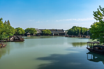 Fototapeta premium Close-up view of street scene in Wuzhen, China