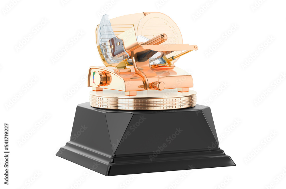 Poster slicing machine golden award concept. 3d rendering