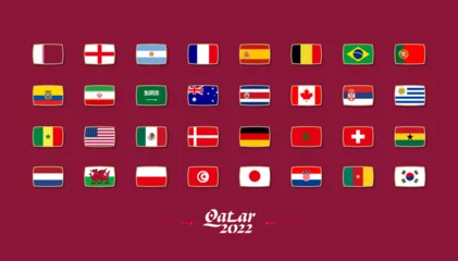 Fotobehang Flags of countries participating to the international soccer tournament in Qatar. vector © Windawake