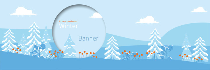 banner with winter landscape