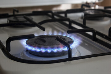 burning gas stove burner