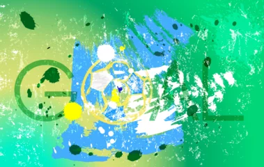 Poster soccer or football illustration for the great soccer event, with paint strokes and splashes, argentina national color © Kirsten Hinte