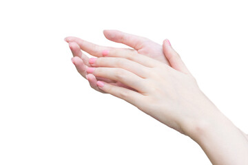 Beautiful female hand, female hand applying lotion or hand cream to hand care in spa and manicure concept.