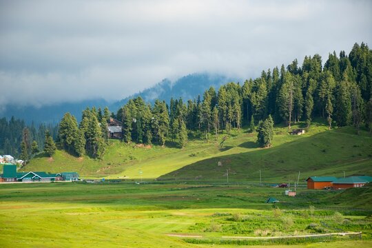 Shot of Gulmarg located in the states of Jammu and Kashmir, India