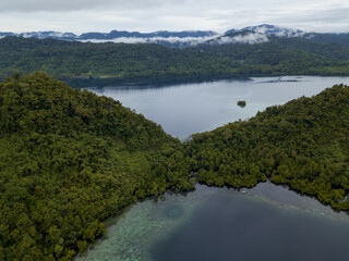 Seascape in front of Kaprus Village, Location in Cendrawasih Bay National Park, West Papua Province