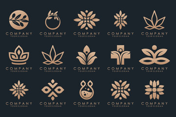 creative leaf and olive oil logo design icon set.