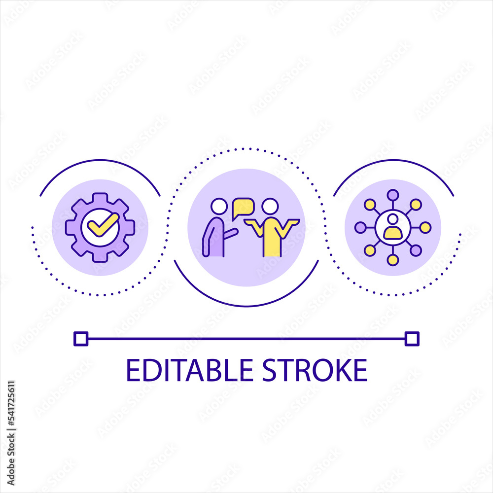 Poster building network connection loop concept icon. strong communication skills. social wellbeing abstrac