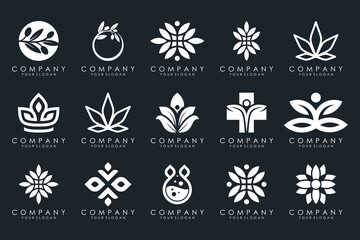 creative leaf and olive oil logo design icon set.