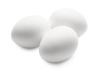 white chicken eggs isolated on white.