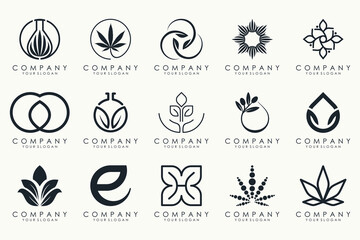 Fototapeta na wymiar creative leaf logo design icon set.