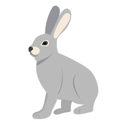 gray rabbit in flat style, isolated vector design