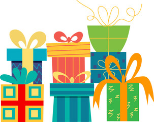 many gifts on white background isolated