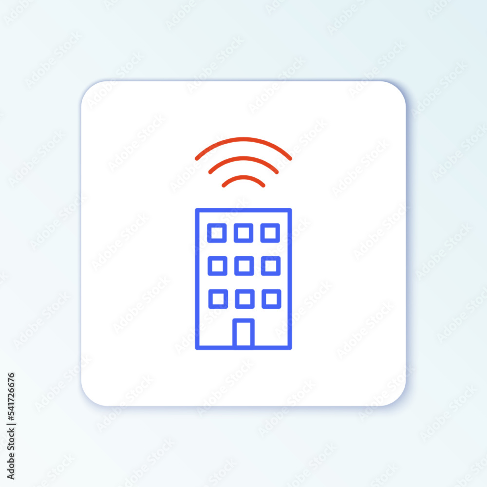 Poster line smart home with wireless icon isolated on white background. remote control. internet of things 