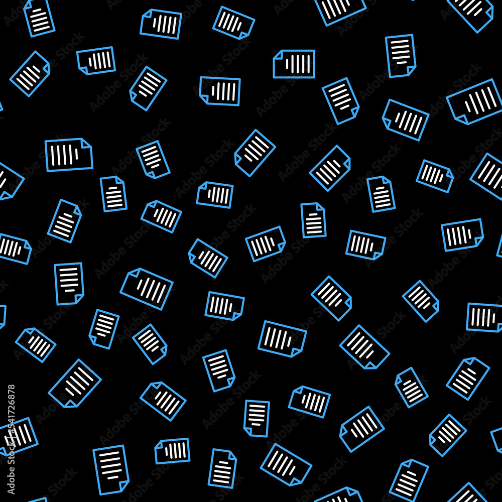 Poster line file document icon isolated seamless pattern on black background. checklist icon. business conc