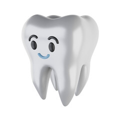 3d happy tooth isolated on transparent background. Render. 3d render. PNG. Dentistry, medicine concept. 3D rendering, ui, ux. Teeth. Health.
