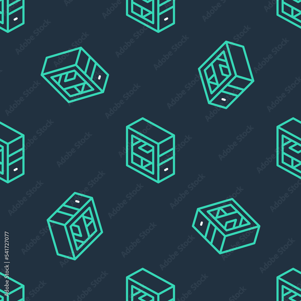 Aufkleber line computer icon isolated seamless pattern on black background. pc component sign. vector