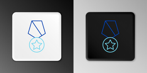 Line Military reward medal icon isolated on grey background. Army sign. Colorful outline concept. Vector