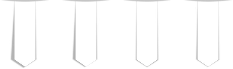 Vector set of 4 blank stickers with shadows. Paper bookmark arrow ribbons isolated.