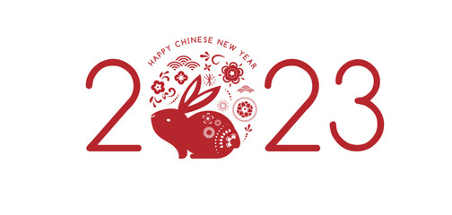 Chinese New Year 2023 - year of the rabbit - Chinese zodiac symbol, Lunar new year concept, modern background design
