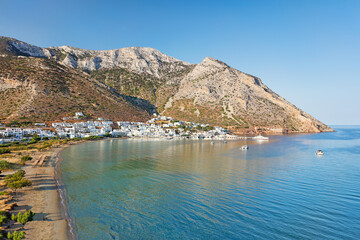 The beach and port Kamares of Sifnos, Greece