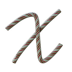 Obraz premium Glossy candy Christmas text typeface X