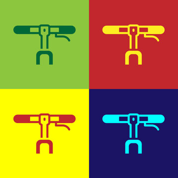 Pop art Bicycle handlebar icon isolated on color background. Vector