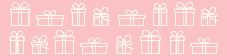 christmas, birthday presents banner - vector illustration