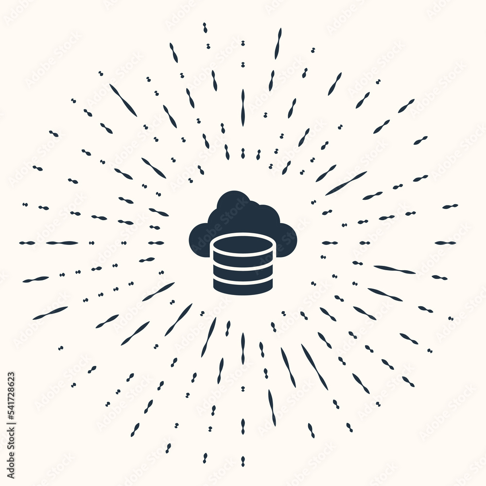 Poster grey cloud database icon isolated on beige background. cloud computing concept. digital service or a