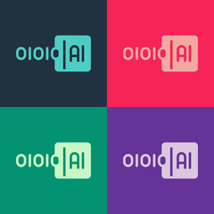 Pop art Binary code icon isolated on color background. Vector
