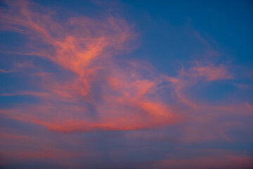 Fototapeta na wymiar orange clouds in the sky