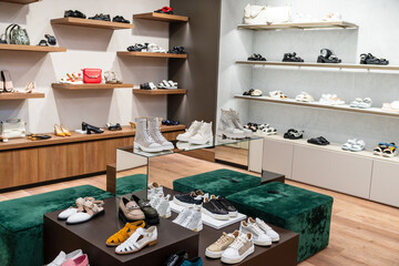 A spacious large women's and men's shoe store