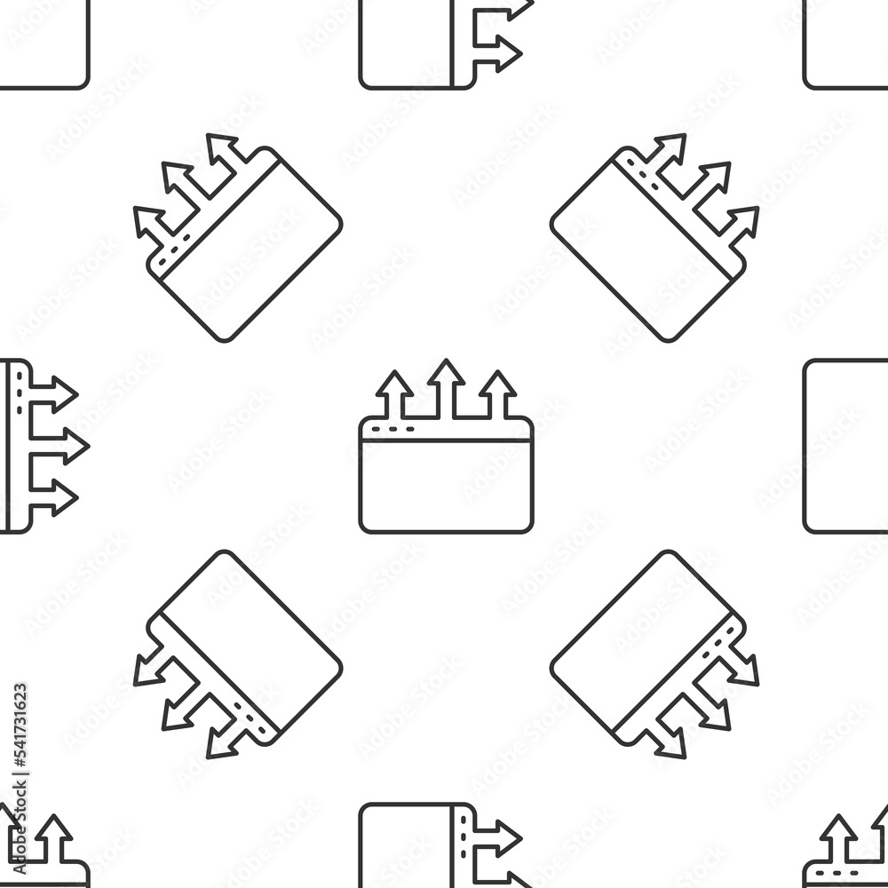 Poster grey line browser window icon isolated seamless pattern on white background. vector