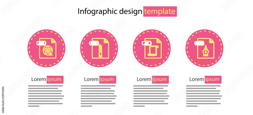 Poster set line js file document, eps, zip and avi icon. vector