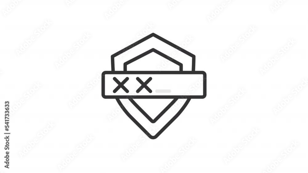 Poster animated strong password linear icon. secret word. security. verification and identification. seamle