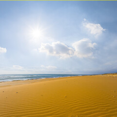 sandy sea beach at hot summer sunny day