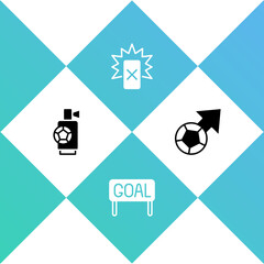 Set Air horn, Goal soccer football, Red card and Soccer icon. Vector