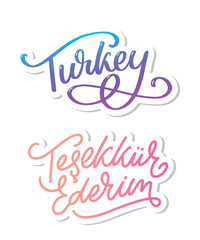 Text in the Turkish: Thank you. Lettering. Ink illustration. Modern brush calligraphy Isolated on white background. t-shirt design.