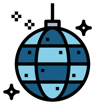 Disco Ball Filled Outline Icon Style