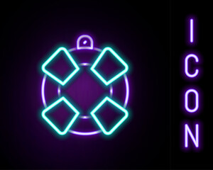 Glowing neon line Lifebuoy icon isolated on black background. Lifebelt symbol. Colorful outline concept. Vector