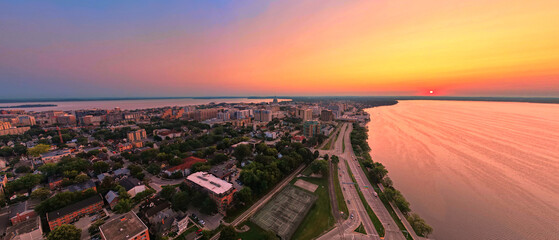Aerial panoramic view of Madison, WI. 