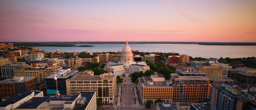 Aerial view of the Wisconsin State Capitol