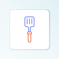 Line Barbecue spatula icon isolated on white background. Kitchen spatula icon. BBQ spatula sign. Barbecue and grill tool. Colorful outline concept. Vector